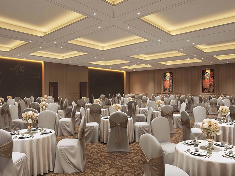 Banquet and multipurpose hall set for an event